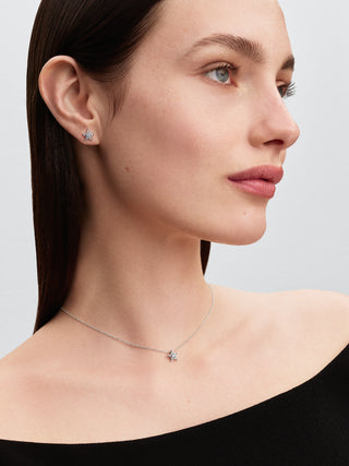 Orecchini a Lobo Stella in Argento Sterling con Zirconia Cubica Trasparente