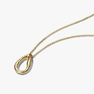 Oval Necklace, Sinuous Line with Luminous Stones