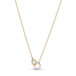 Collana Cerchi Intrecciati Sfere e Pavé