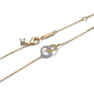 Collana Cerchi Intrecciati Sfere e Pavé