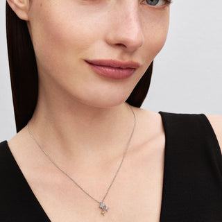 Collana con Pendente Stelle in Argento Sterling e Placcatura in Oro 14k con Zirconia Cubica Trasparente