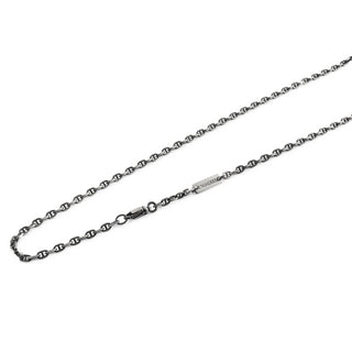 Men's Necklace with Crossbar Link and Logo Plate