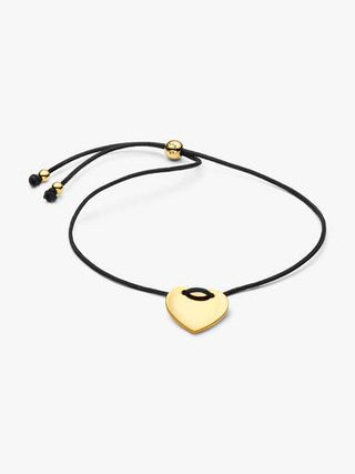 Bracciale Regolabile Cordino Nero con Cuore da incidere