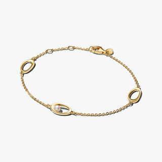 Oval Bracelet with Wavy Line and Cultured Freshwater Pearl