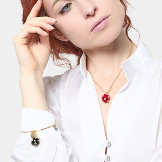 Short Necklace with Mine-Shaped Pendant and Enamel