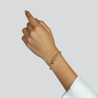 Rigid Open Gilded Rice Grain Mesh Bracelet