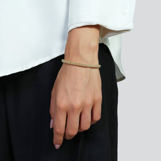 Rigid Open Gilded Rice Grain Mesh Bracelet