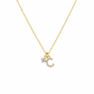D Pave Initial Necklace W/Petit