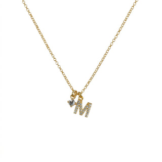 M Initial Necklace Pavé with Petit Diamonds