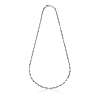 Men's Thin Byzantine Chain Necklace in Burnished Silver