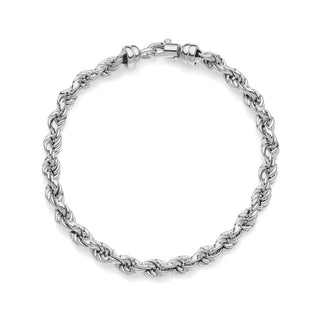 Rhodium-Plated Silver Rope Chain Bracelet