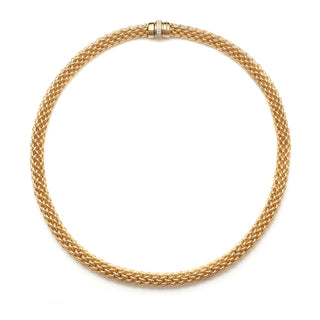 Tubular Rice Bead Knit Necklace Yellow