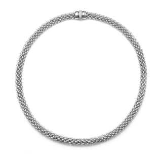 Tubular Necklace in White Rice Grain Knit