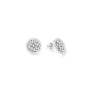 Chicco White Button Earrings with Zircons
