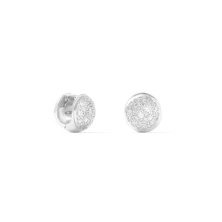 Orecchini a Cerchietto Bombato in Argento Rodiato e Pavé