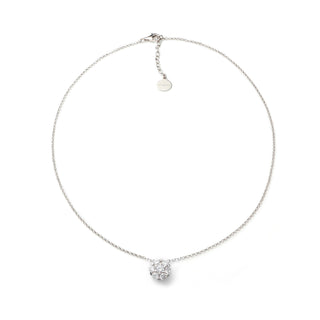 Rhodium-Plated Silver Necklace with Flower
