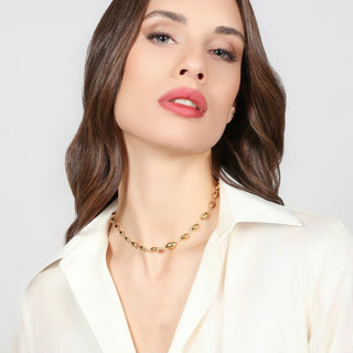 Gold Necklace with Polished Ovals