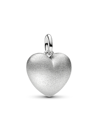 Charm Pendente Cuore Bombato Opaco con Placcatura in Platino