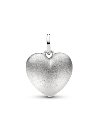 Charm Pendente Cuore Bombato Opaco con Placcatura in Platino