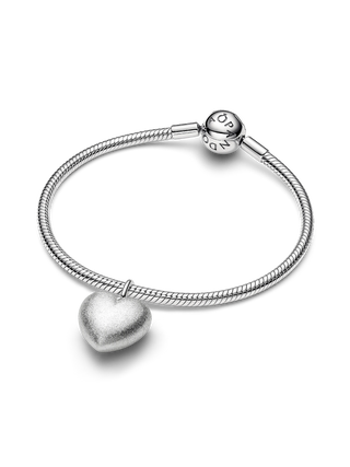 Charm Pendente Cuore Bombato Opaco con Placcatura in Platino
