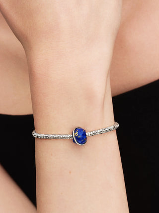 Charm Pianeta con Placcatura in Platino e Lapislazzuli d'Imitazione