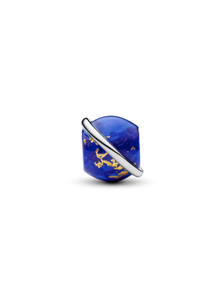 Charm Pianeta con Placcatura in Platino e Lapislazzuli d'Imitazione