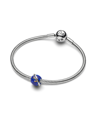 Charm Pianeta con Placcatura in Platino e Lapislazzuli d'Imitazione