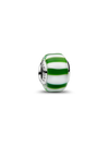 Charm con Placcatura in Platino e Vetro di Murano Verde e Bianco