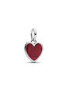 Charm Pendente Cuore da Incidere con Placcatura in Platino e Smalto Glitterato Rosso