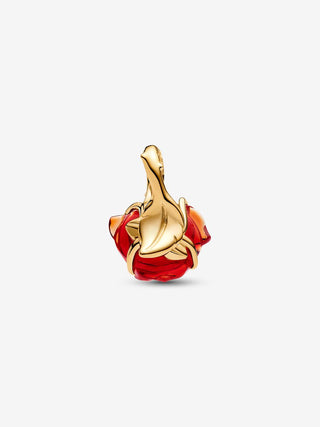 Charm Disney, La Bella e la Bestia, Rosa Incantata Vetro di Murano