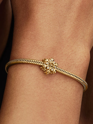 Charm Fiocco di Neve con Placcatura in Oro 14k e Zirconia Cubica Trasparente