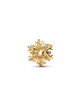 Charm Fiocco di Neve con Placcatura in Oro 14k e Zirconia Cubica Trasparente
