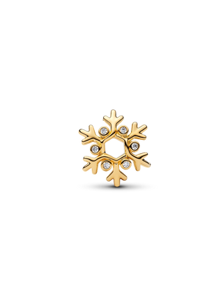 Charm Fiocco di Neve con Placcatura in Oro 14k e Zirconia Cubica Trasparente