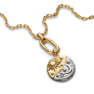 Charm Medallion XL Sole e Luna "Per Aspera Ad Astra"