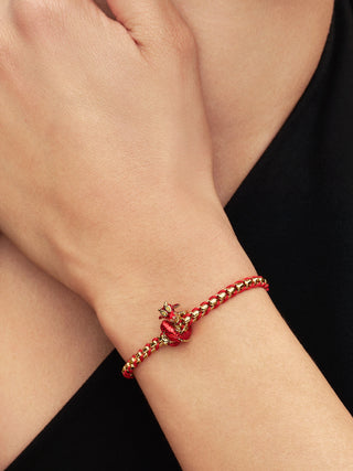 Charm Disney Mulan Mushu con Placcatura in Oro 14k, Cristallo Giallo Intenso e Smalto Rosso
