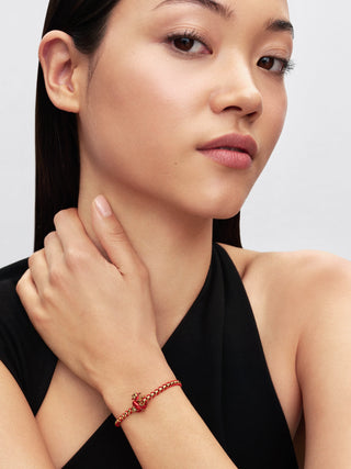 Charm Disney Mulan Mushu con Placcatura in Oro 14k, Cristallo Giallo Intenso e Smalto Rosso