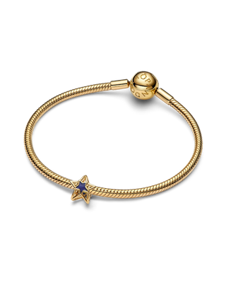 Charm Traforato Stella con Placcatura in Oro 14k e Smalto Blu