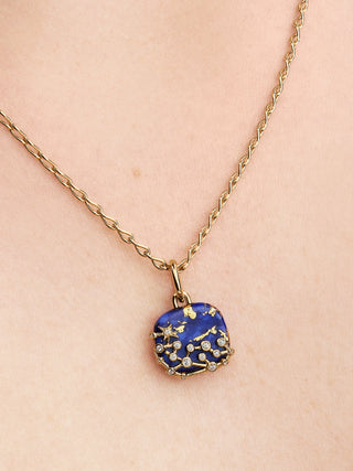 Charm Pendente Astra con Placcatura in Oro 14k, Lapislazzuli d'Imitazione e Zirconia Cubica Trasparente