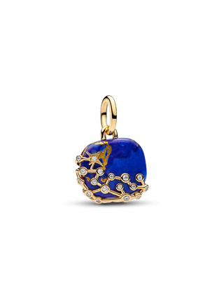 Charm Pendente Astra con Placcatura in Oro 14k, Lapislazzuli d'Imitazione e Zirconia Cubica Trasparente