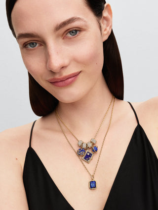 Charm Pendente Astra con Placcatura in Oro 14k, Lapislazzuli d'Imitazione e Zirconia Cubica Trasparente