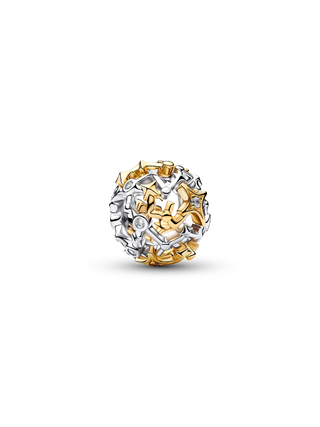 Charm Traforato Costellazione di Stelle in Argento Sterling e Plac. Oro 14k con Zirconia Cubica Trasparente