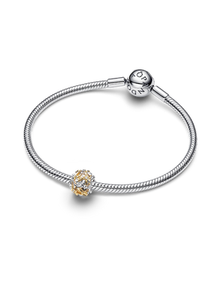 Charm Traforato Costellazione di Stelle in Argento Sterling e Plac. Oro 14k con Zirconia Cubica Trasparente