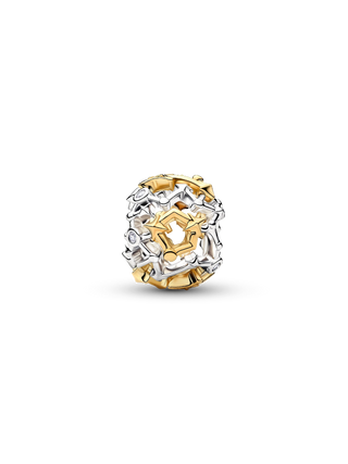 Charm Traforato Costellazione di Stelle in Argento Sterling e Plac. Oro 14k con Zirconia Cubica Trasparente