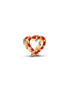 Charm Cuore Bastoncino di Zucchero con Placcatura in Oro 14k e Smalto Rosso