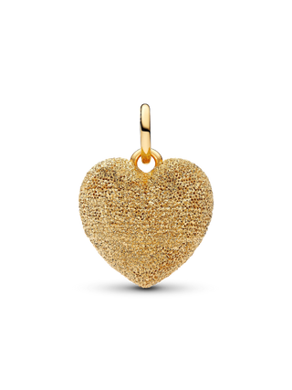 Charm Pendente Cuore Bombato a Punta di Diamante con Placcatura in Oro 14k