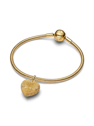 Charm Pendente Cuore Bombato a Punta di Diamante con Placcatura in Oro 14k