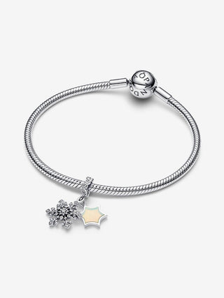 Charm Pendente Doppio Fiocco di Neve e Stella