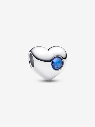 Charm Cuore con Pietra Blu Settembre da Incidere
