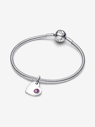 Charm Pendente Cuore con Pietra Viola Febbraio da incidere