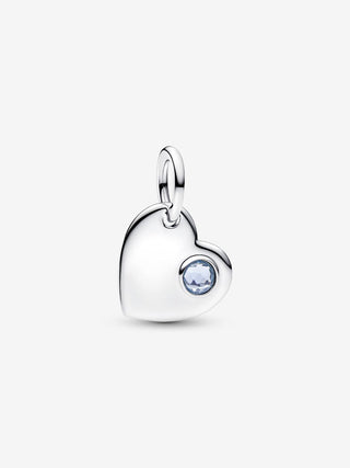 Charm Pendente Cuore con Pietra Azzura Marzo da incidere